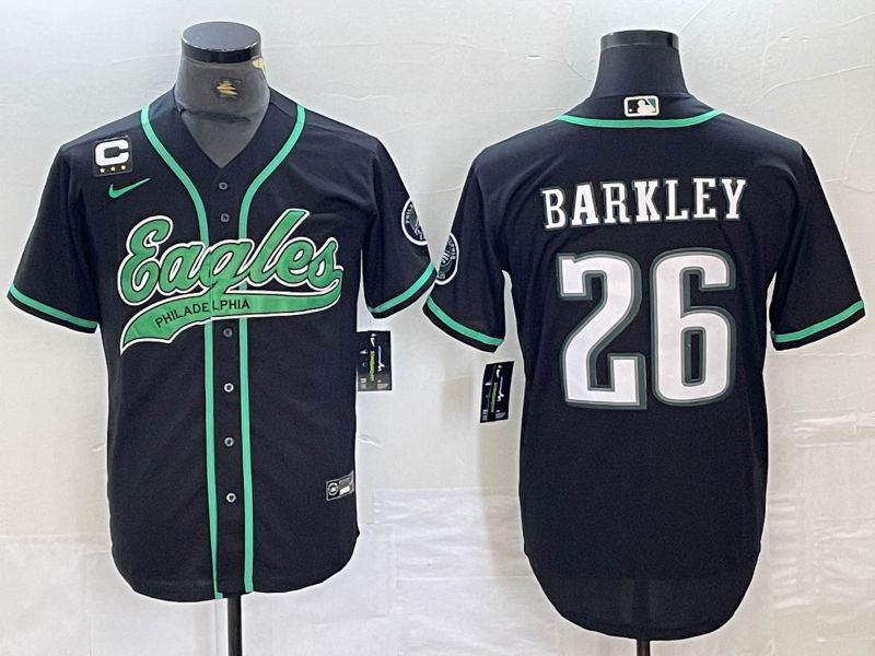Men Philadelphia Eagles #26 Barkley Black 2024 Nike Co branded NFL Jersey style 2->philadelphia eagles->NFL Jersey
